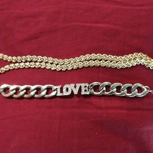 Gold tone Necklace and Link Bracelet